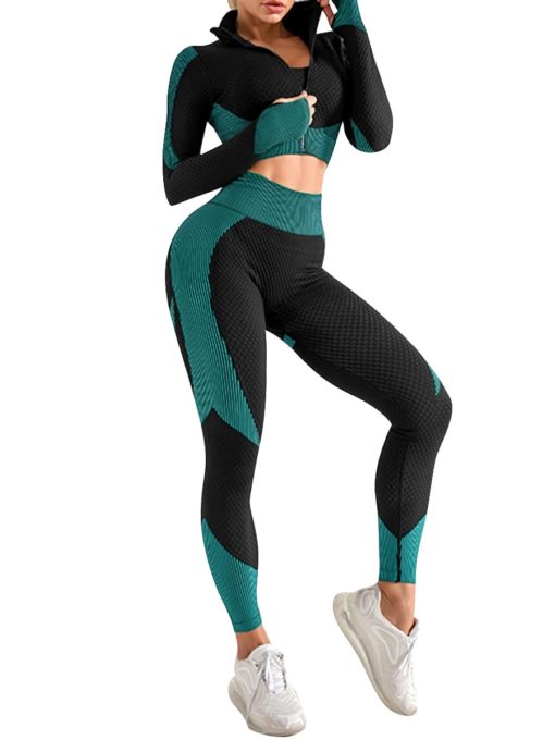3 Pcs Sports Suit Solid Color Ankle Length Fashion