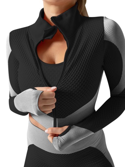 3 Pcs Sports Suit Solid Color Ankle Length Fashion