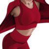 Chic 3 Pieces Workout Set Seamless Zipper Refined Outfit