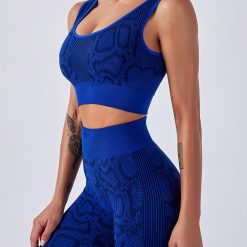 Snakeskin Print Seamless Yoga Two-Piece Outfits Weekend Time