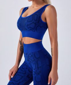 Snakeskin Print Seamless Yoga Two-Piece Outfits Weekend Time