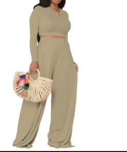 Lovely 2 Piece Wide Solid Pants and Top